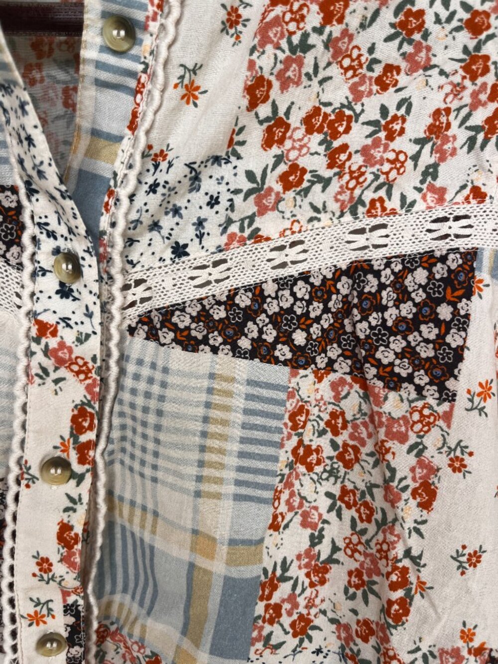 Sezane Easton Shirt Floral Patchwork - Size 4/36 - Picture 5 of 6